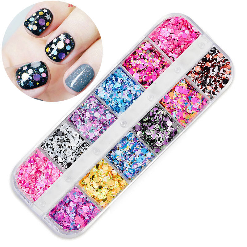 FFMB004 Hot selling nail art sequins love, laser magic butterfly fluorescent luminous sequins boxed